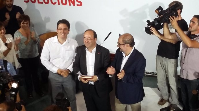 El pte.J.Lambán (PSOE) M.Iceta (PSC)
