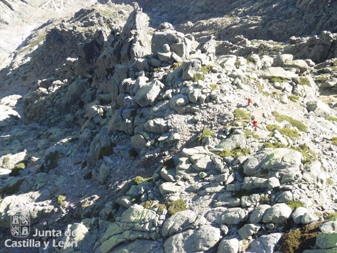 Zona donde quedó enriscado el montañero. 