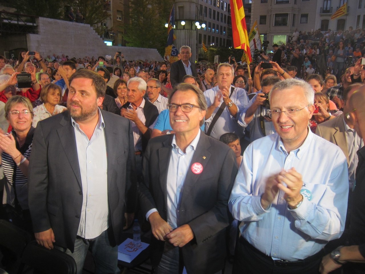 O.Junqueras, el pte.Artur Mas y J.M.Forné, Junts pel sí
