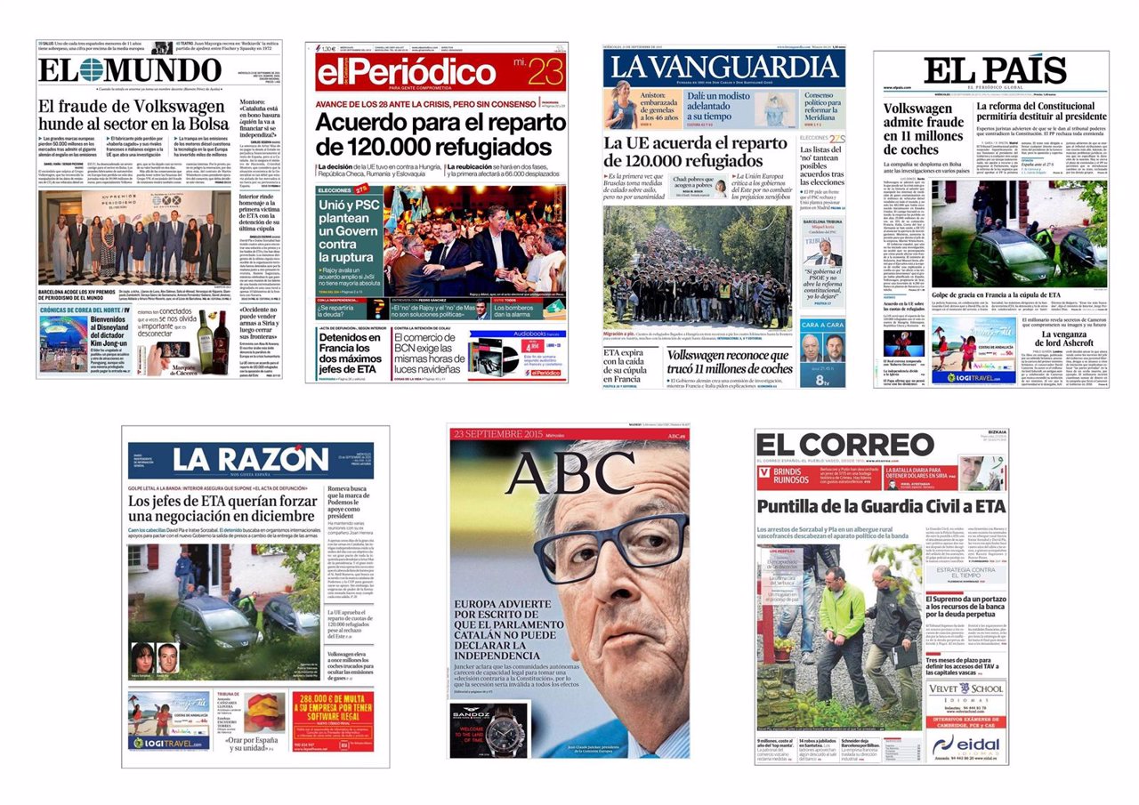 Portadas de prensa del 23 de septiembre