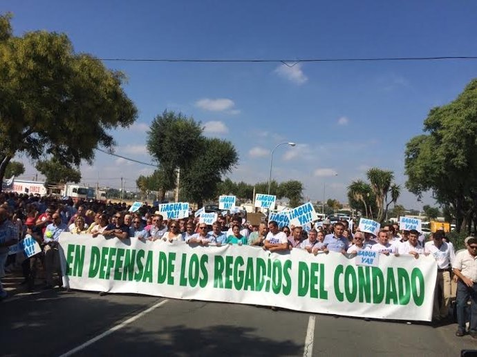 Manifestación de los regantes del Condado en Sevilla.