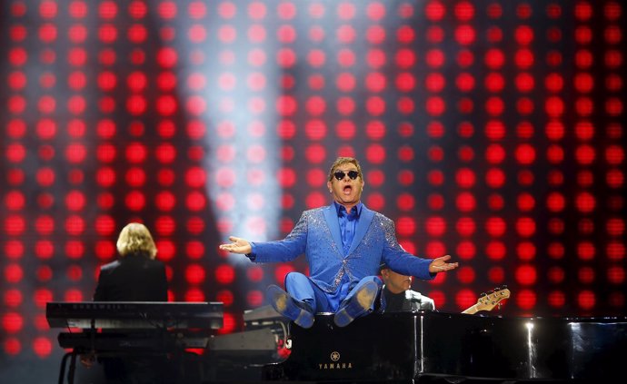 British singer Elton John performs during the Rock in Rio Music Festival in Rio 