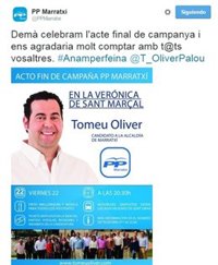 El Ayuntamiento de Marratxí denuncia que el PP contrató servicios de campaña con cargo al consistorio