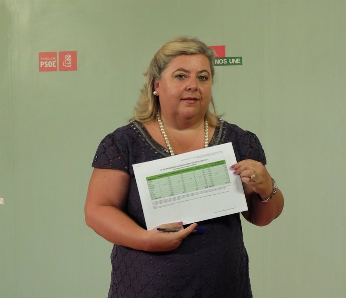 La eurodiputada Clara Aguilera en rueda de prensa.
