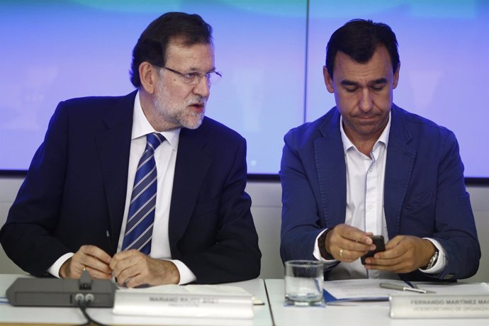 Rajoy y Fernando Martínez Maíllo tras el Comité Ejecutivo del PP