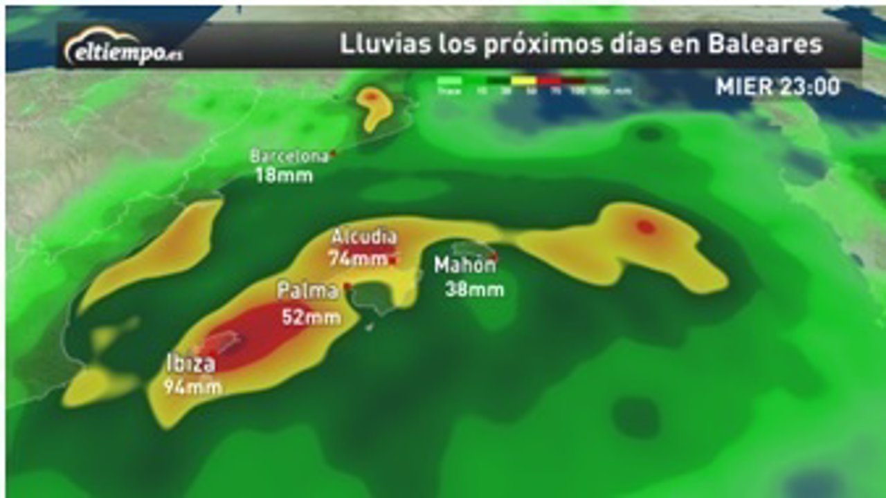 Previsión lluvias Baleares