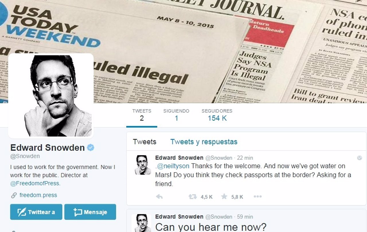 Perfil de Edward Snowden en Twitter