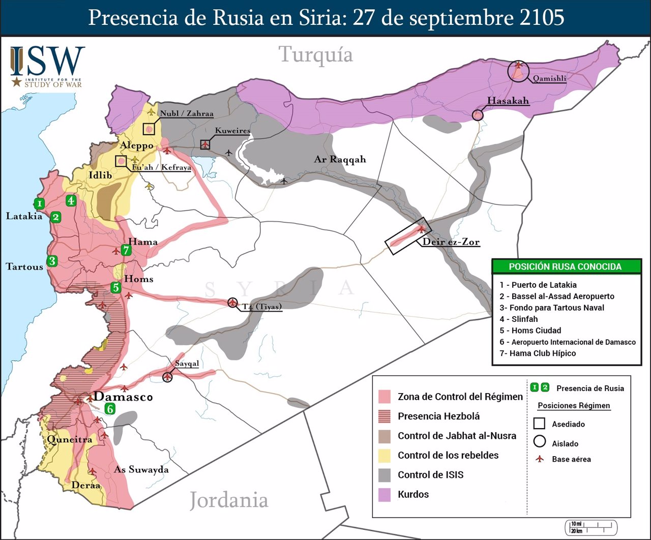 Mapa de presencia rusa en Siria