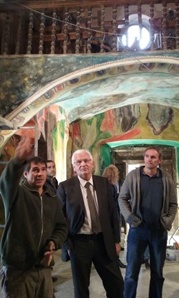 El artista S.Moix y el conseller F.Mascarell