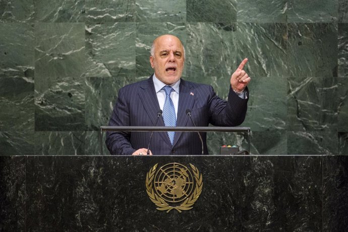 El primer ministro de Irak Haider al Abadi ante la Asamblea General de la ONU