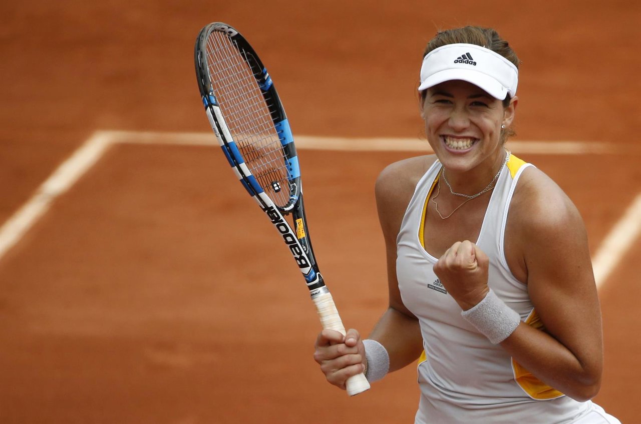 Garbiñe Muguruza celebra su victoria ante Pennetta.