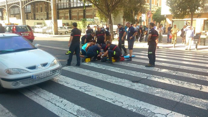 Imagen de la herida atendida en el lugar del atropello