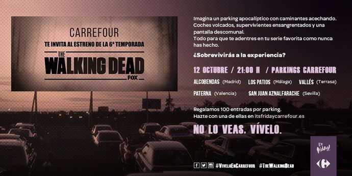 Cartel de estreno de sexta temporada 'The Walking Dead' Carrefour Los Patios
