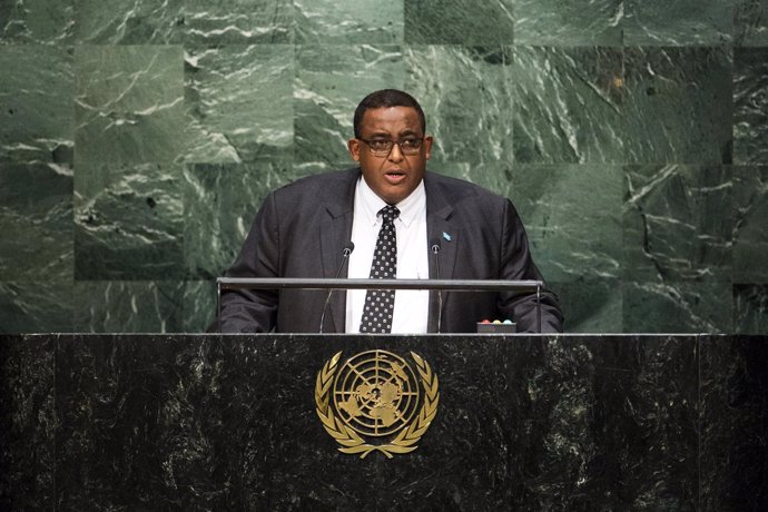 El primer ministro de Somalia Ali Sharmarke ante la Asamblea General de la ONU