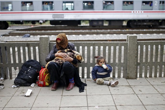 Refugiados en una calle de Croacia