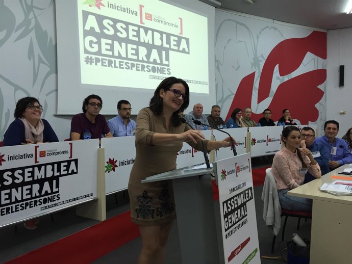 Mònica Oltra durante su intervención en la Asamblea General de Iniciativa