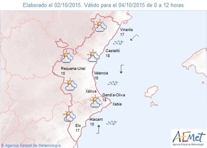 Predicción del tiempo en la Comunitat para este domingo