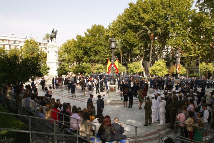 Jura de bandera en la Plaza Nueva de Sevilla