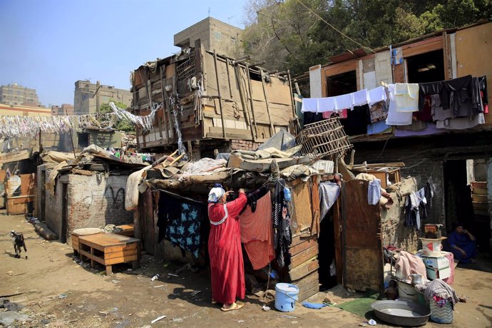 Barrio marginal en Egipto. Pobreza