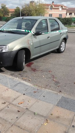 Sangre en el lugar de la agresión