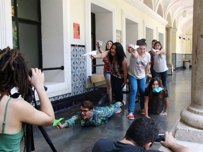 Rodaje de una película en el IES Lluís Vives de Valencia