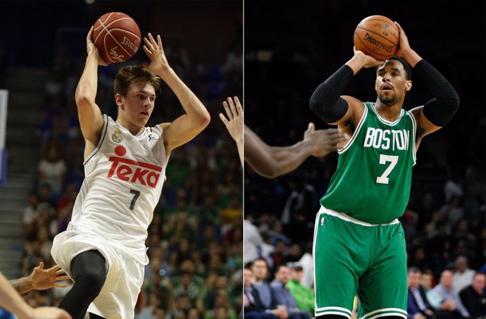 Luka Doncic (Real Madrid) y Jared Sullinger (Boston Celtics)