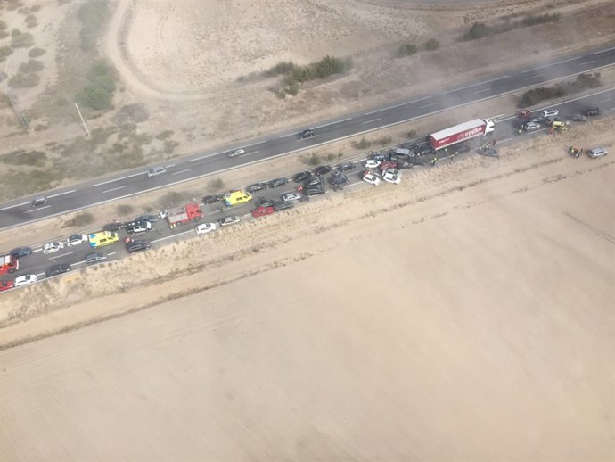 Colisión múltiple en Medina del Campo (Valladolid)