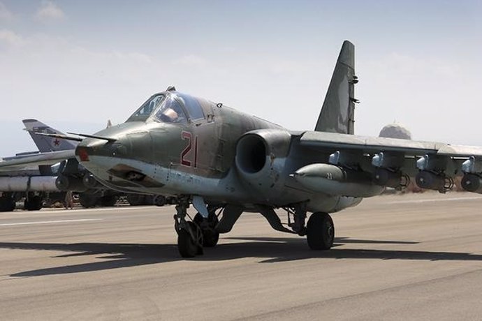 Avión de combate ruso Su-25 en Siria