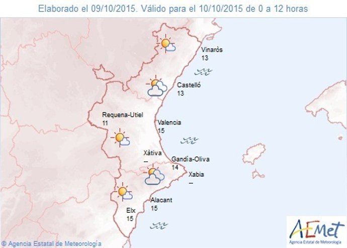 Predicción del tiempo para este sábado 10 de octubre