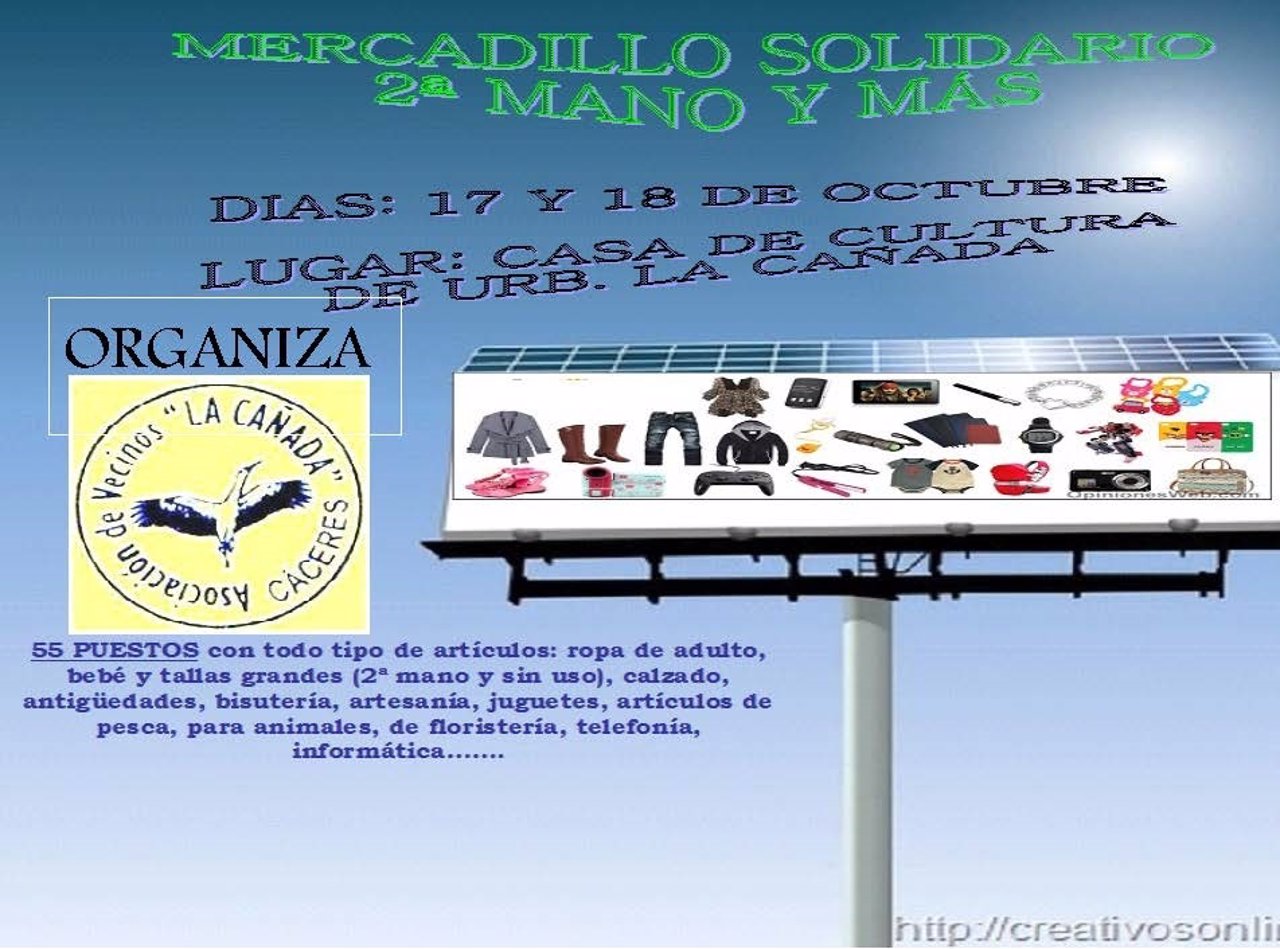 Cartel del mercadillo solidario de La Cañada de Cáceres