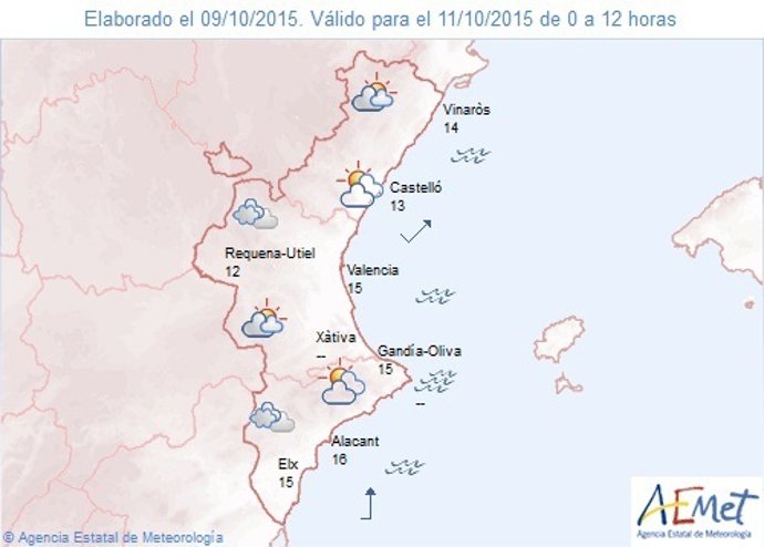 Previsión del tiempo para este domingo 11 de octubre en la Comunitat