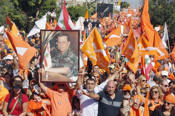 Manifestación del Movimiento Patriótico Libre de Michel Aoun