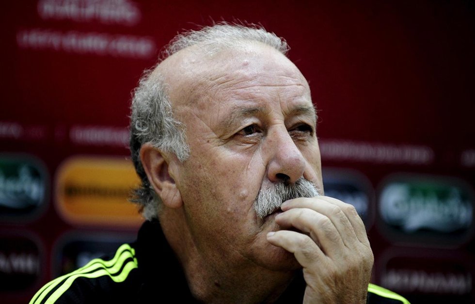 El seleccionador español Vicente del Bosque en rueda de prensa