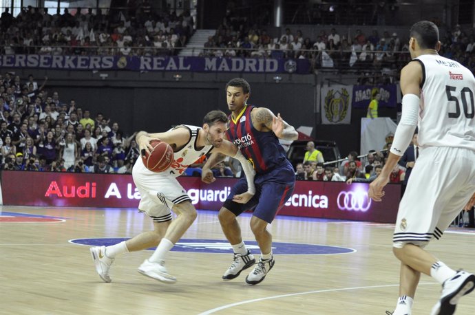 Rudy Fernández, Edwin Jackson, Real Madrid baloncesto vs Barcelona 