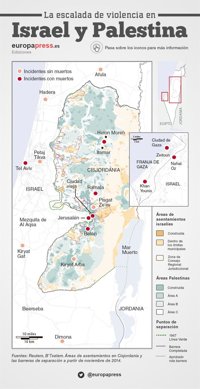 La escalada de violencia entre Israel y Palestina, en mapa
