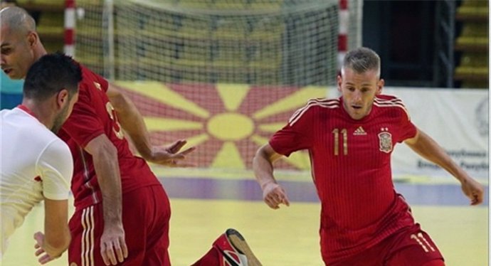 Miguelín y Fernandao en un partido con la selección española de fútbol sala