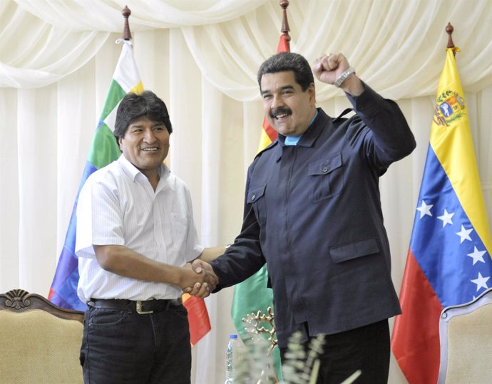 Los presidentes de Bolivia, Evo Morales, y Venezuela, Nicolás Maduro