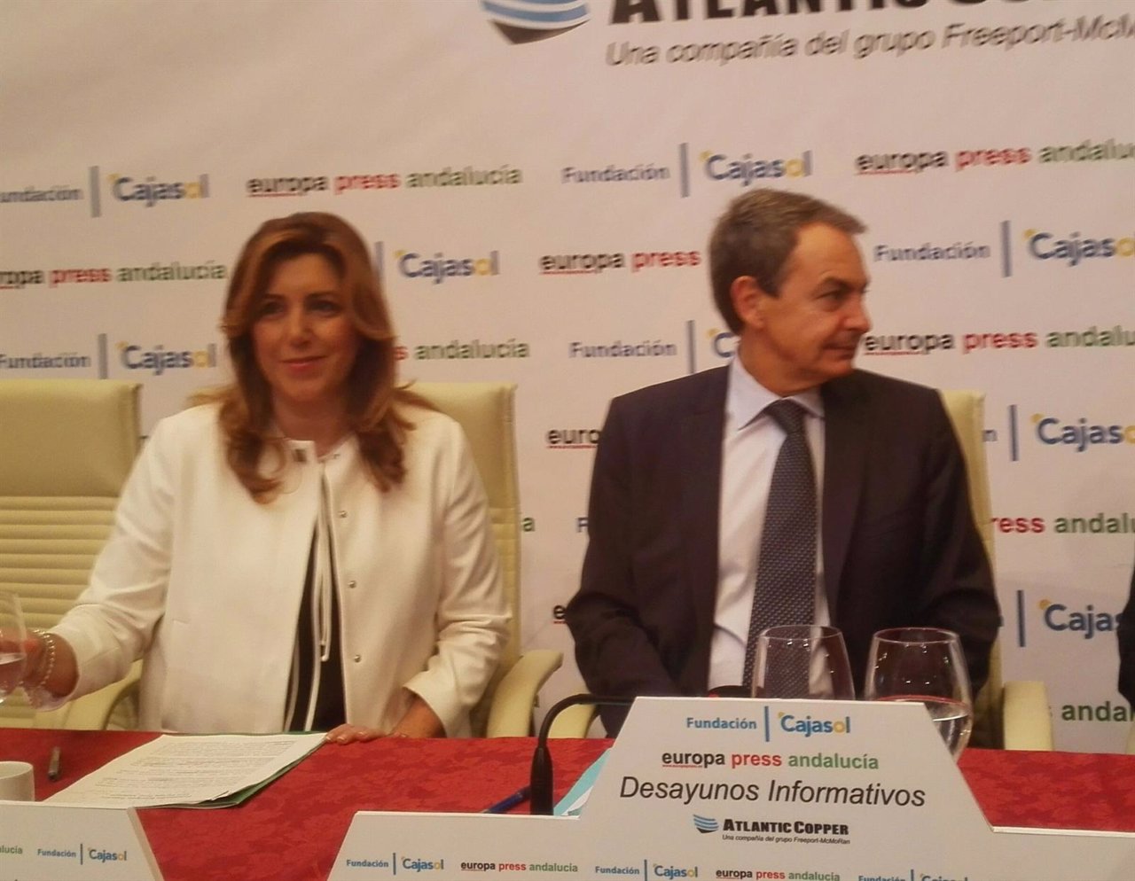 Susana Díaz y Rodríguez Zapatero, en los Desayunos de Europa Press Andalucía