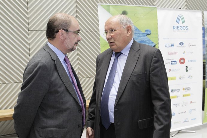 Javier Lambán junto a César Trillo, este miércoles en Huesca