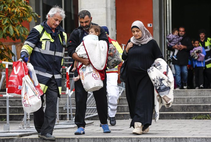 Refugiados llegan a la estación de tren de  Múnich