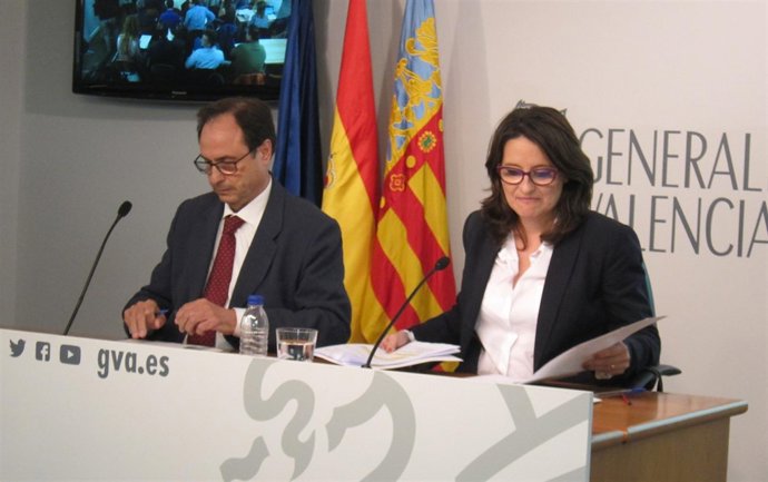 Oltra y Soler en la rueda de prensa posterior al pleno del Consell