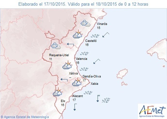 Previsión del tiempo en la Comunitat para este domingo 18 de octubre