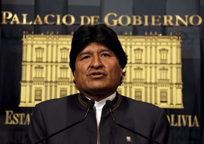 Bolivia's President Evo Morales speaks during a news conference at the president