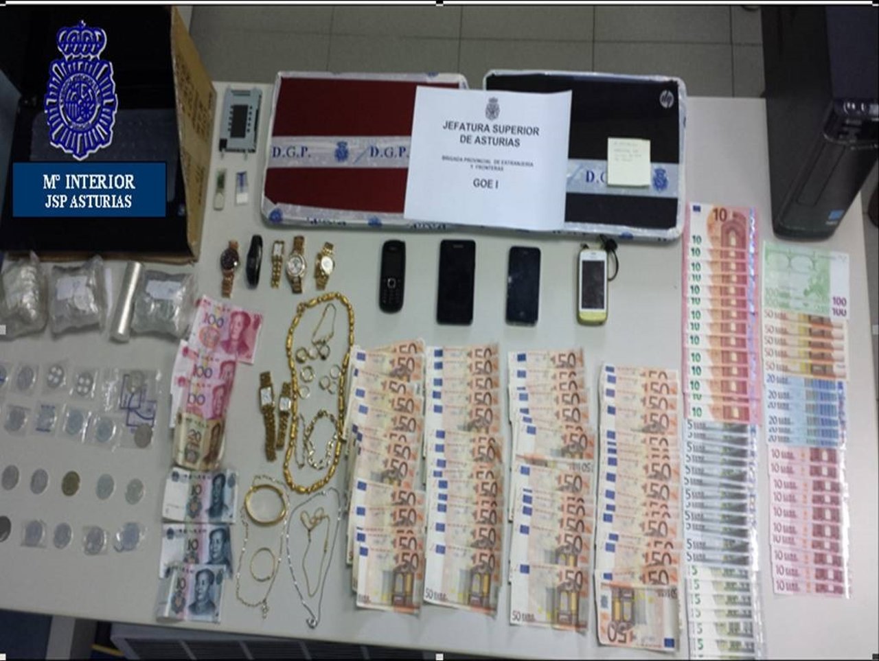 Material incautado a una red criminal de prostitución, Operación Lingdao