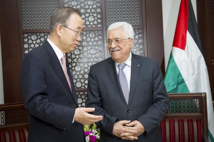 Ban Ki Moon se reúne con el presidente de la Autoridad Palestina, Mahmud Abbas