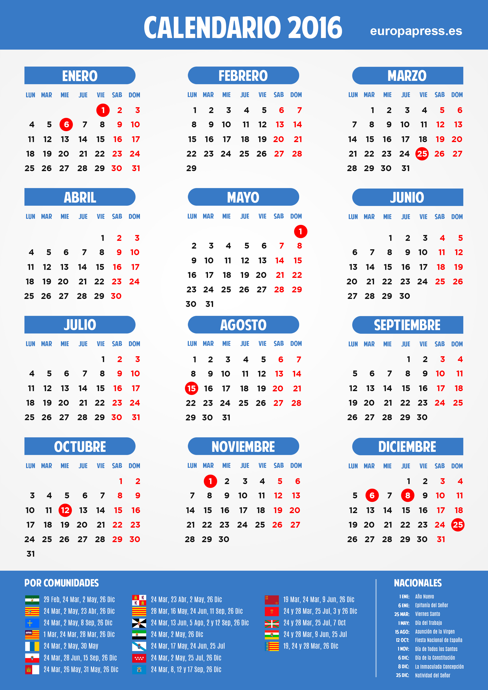 Calendario Laboral 2016