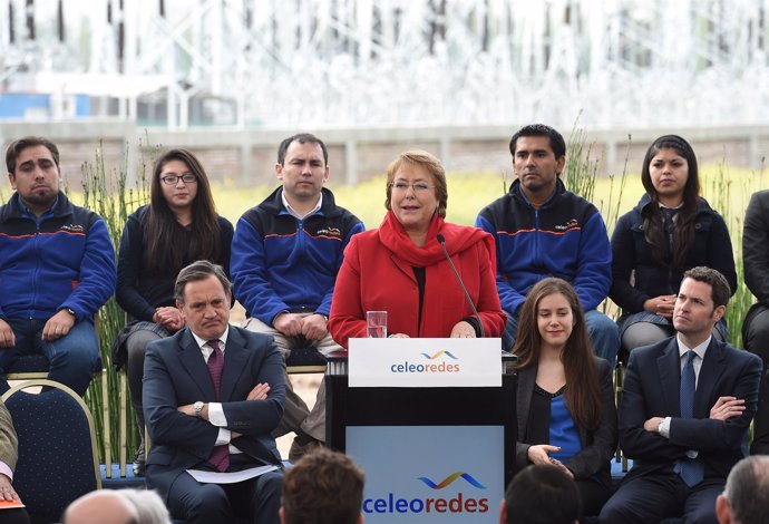 La presidente de Chile, Mchelle Bachelet, inaugura la línea Ancoa-Alto Jahuel