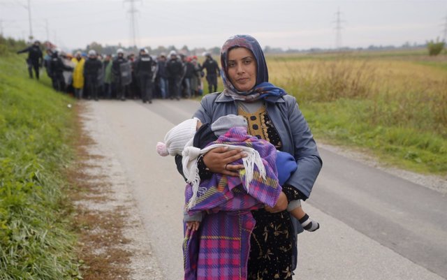 Refugiados en la frontera entre Croacia y Eslovenia