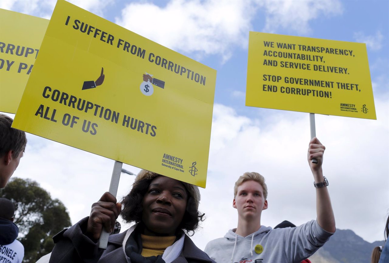 Manifestación contra la corrupción en Ciudad del Cabo (Sudáfrica)
