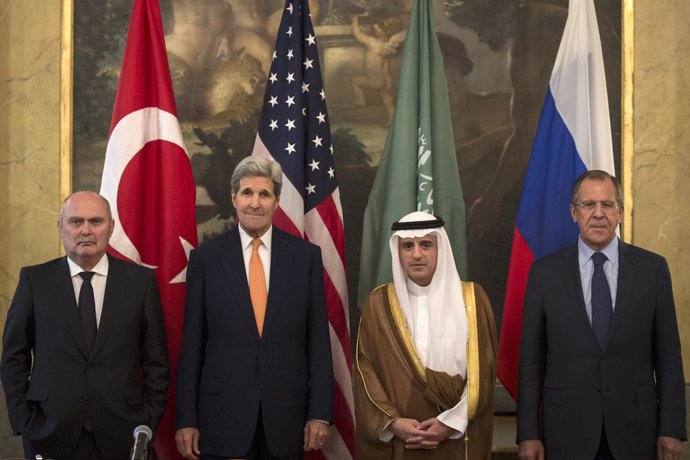 Los ministros de Exteriores de Estados Unidos, Rusia, Arabia Saudí y Jordania